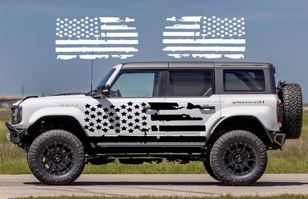 American Flag Vinyl Decals Left & Right Side Truck Car Graphics Stickers