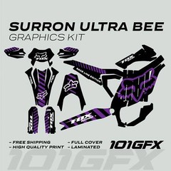 Surron Ultra Bee Graphics Kit FOX RACE LINE Black Purple Decals Stickers