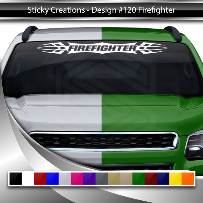 #120 FIREFIGHTER Decal Sticker Windshield Window Vinyl Graphic Car Firefighter