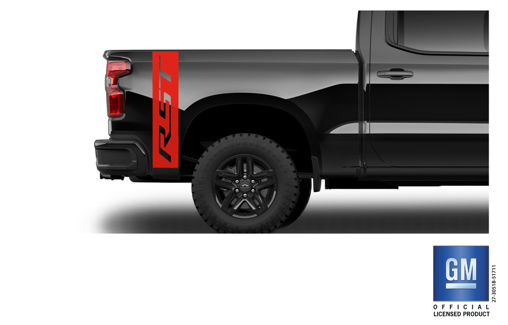 2019 20 21 22 23 24 Chevy Silverado 1500 Red RST Rear Bedside Decals Set of 2