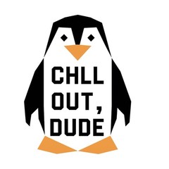 Cute Animal Quotes Sticker (3 Inch) Funny Black White Penguin Chill Out Dude !