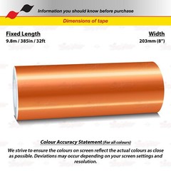 8″ Roll Vinyl Pinstriping Pin Stripe Line Tape Sticker 203mm CHROME BURNT-ORANGE