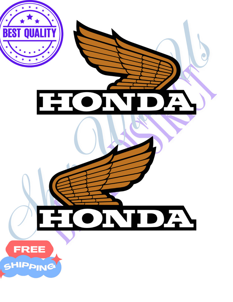 Wing Decal fits Honda Logo gas Tank fuel Sticker Decal water resistant Golden