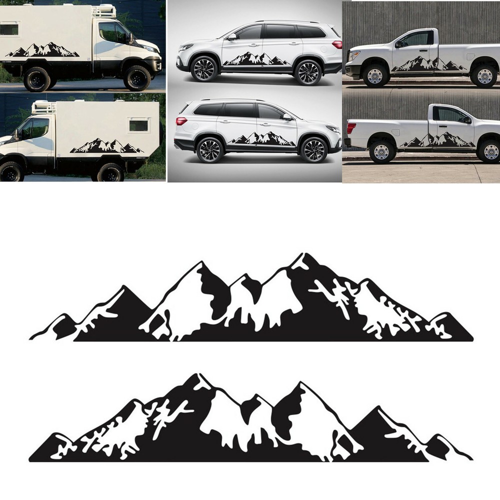Car Racing Side Door Long Stripe Stickers Mountain Graphic Vinyl Decal 190x38cm
