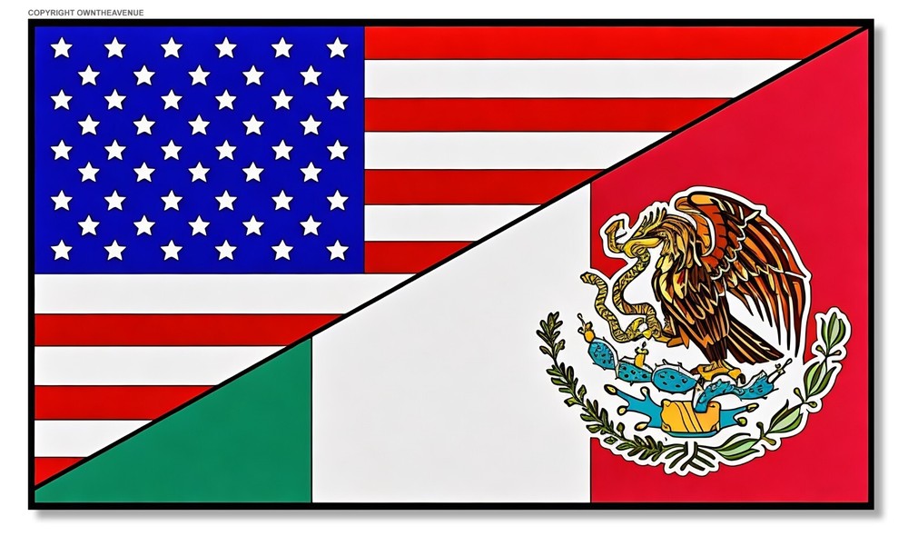 USA American Mexican Flag Classic Style Car Truck Sticker 3.5″