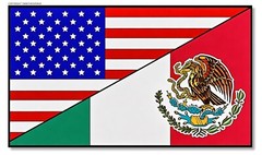 USA American Mexican Flag Classic Style Car Truck Sticker 3.5″