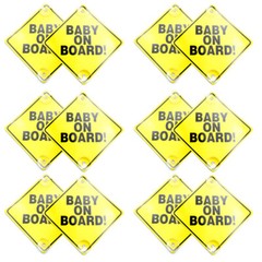 BABY ON BOARD DECAL 6 x 6 ” Yellow Safety Sign with Suction Cup