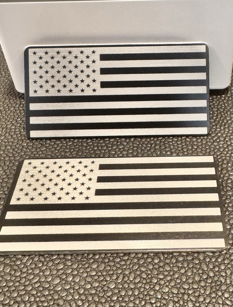 2x ALUMINUM American Flag Decal Sticker Emblem 3” X 1.5”