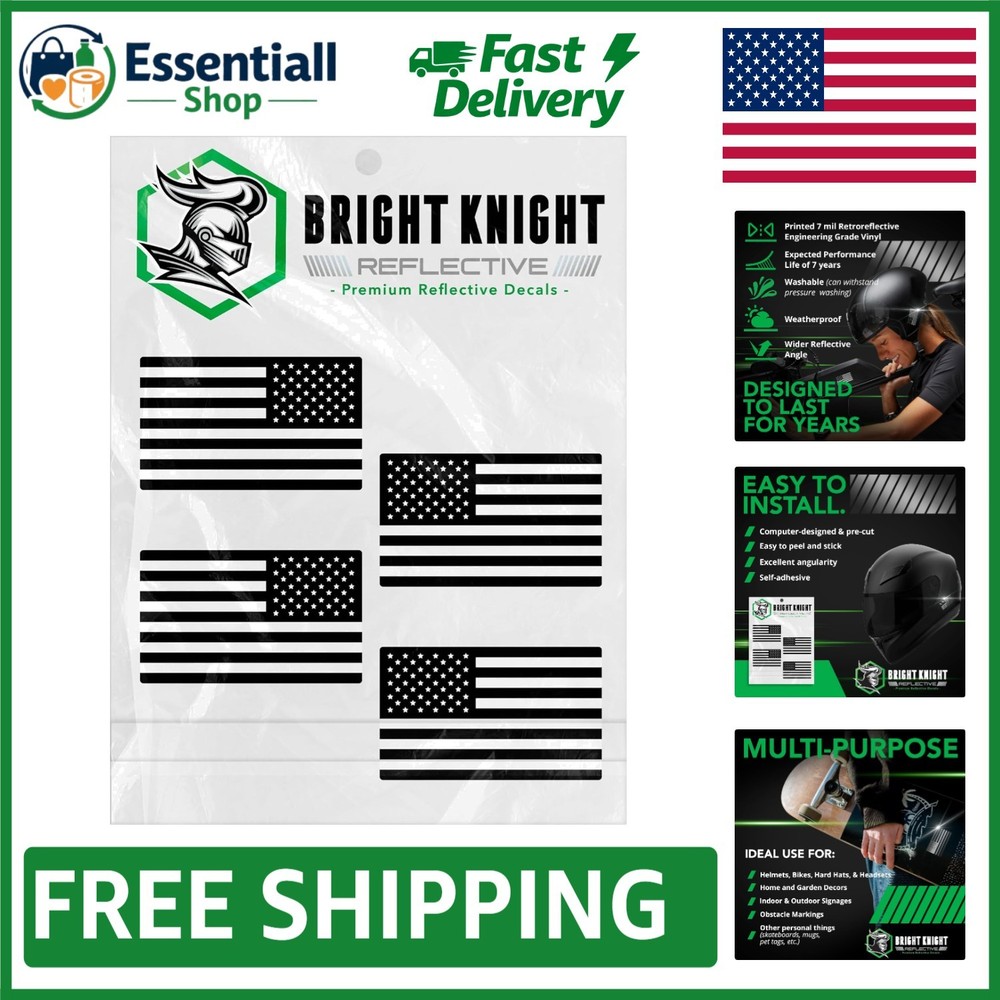Reflective American Flag Car Stickers – 4pcs for Enhanced Night Visibility