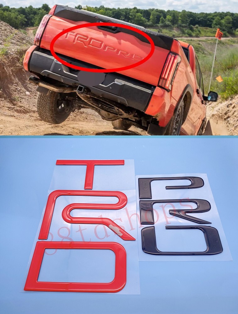 Red Black TAILGATE LETTER INSERTS DOMED Fit 2022 AND UP TOYOTA TUNDRA TRD PRO