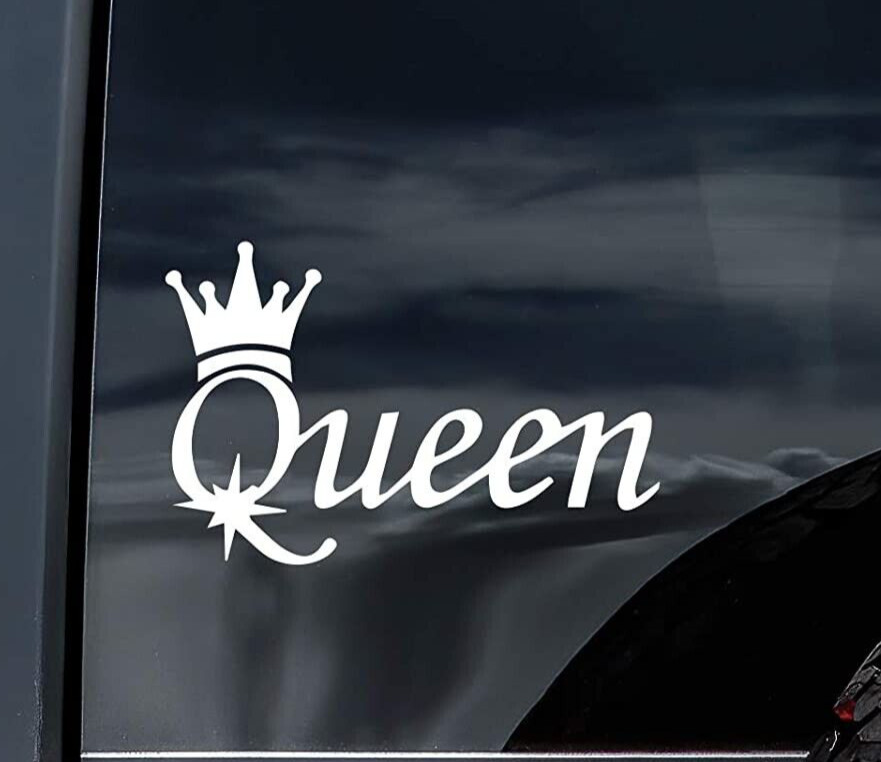 Queen Styling Vinyl Decal Car Truck Laptop Bumper Sticker Decal 8″ (White)