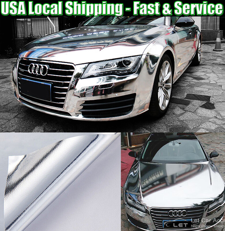 Glossy Stretchable Chrome Vinyl Foil For Whole Car Wrap Film Sticker Bubble Free