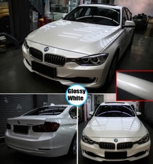 White Stretch Car Glossy Metallic Vinyl Wrap Pearl Satin Sticker Air Free US