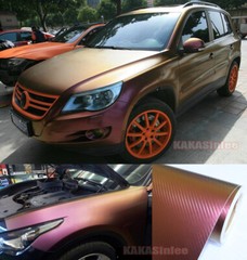 Stretchable Car Satin Chameleon 3D Metal Carbon Fiber Vinyl Wrap Film Sticker US