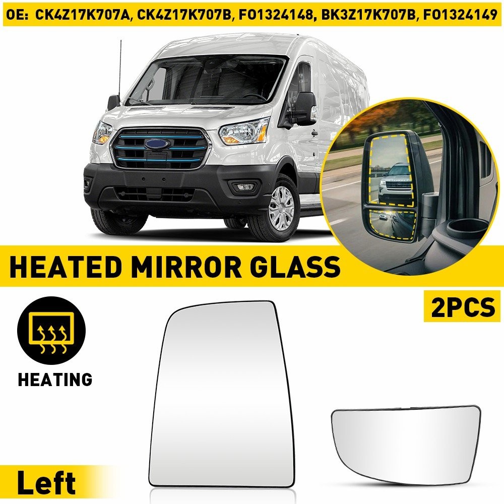 2/4X Side Wing Mirror Glass Heated Upper Lower Left For Ford Transit 150 250 350