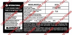 Valve Cover Emissions Decal International 7.3L Powerstroke Ford Truck 1994-2002