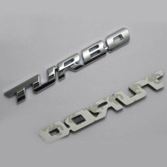 2PCS 3D TURBO Logo Chrome Metal Car Badge Emblem Decal Sticker Accessories Trim