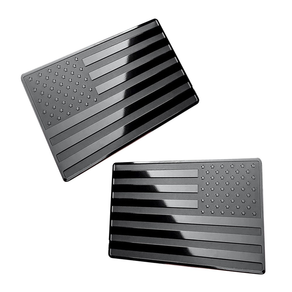 2Pcs Aluminum Car Truck Metal USA Flag Sticker American Decal Body Emble
