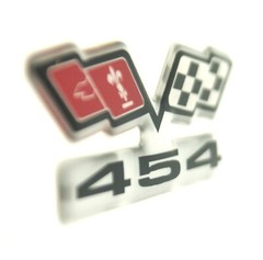 Chevy 454 (FLAGS) EMBLEM Super Sized Silver