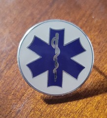 EMT Collar Brass Lapel Pin Silver highlights 11/16 Medium Medical