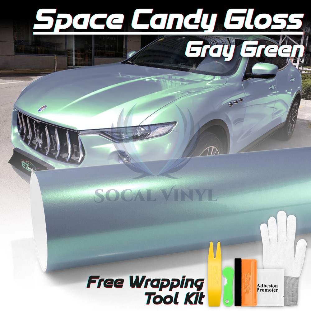 Space Candy Gloss Gray Green Metallic Sticker Decal Car Vinyl Wrap Sheet Film