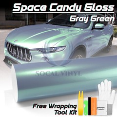 Space Candy Gloss Gray Green Metallic Sticker Decal Car Vinyl Wrap Sheet Film