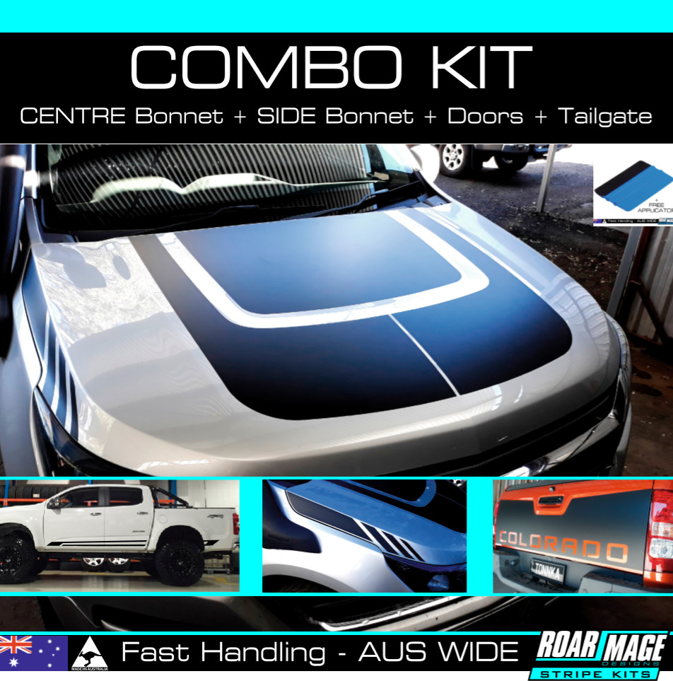 2016-2021 HOLDEN Colorado COMBO kit Bonnet + Doors + Tailgate decals stripes