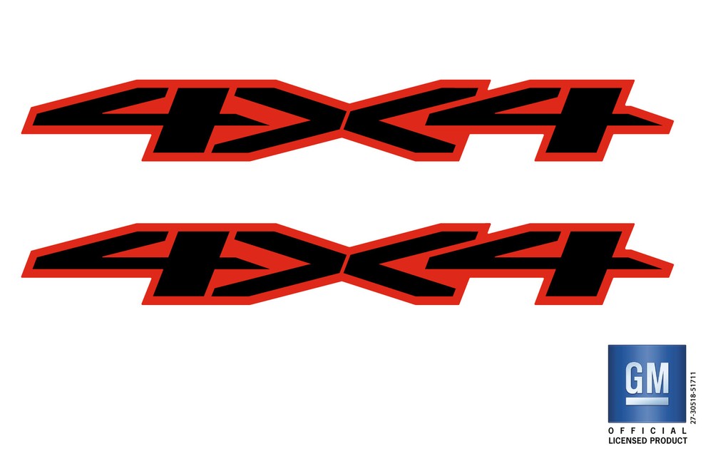 2019 20 21 22 23 24 Chevy Silverado 1500 Black Red 4X4 Bed Side Decals Set of 2