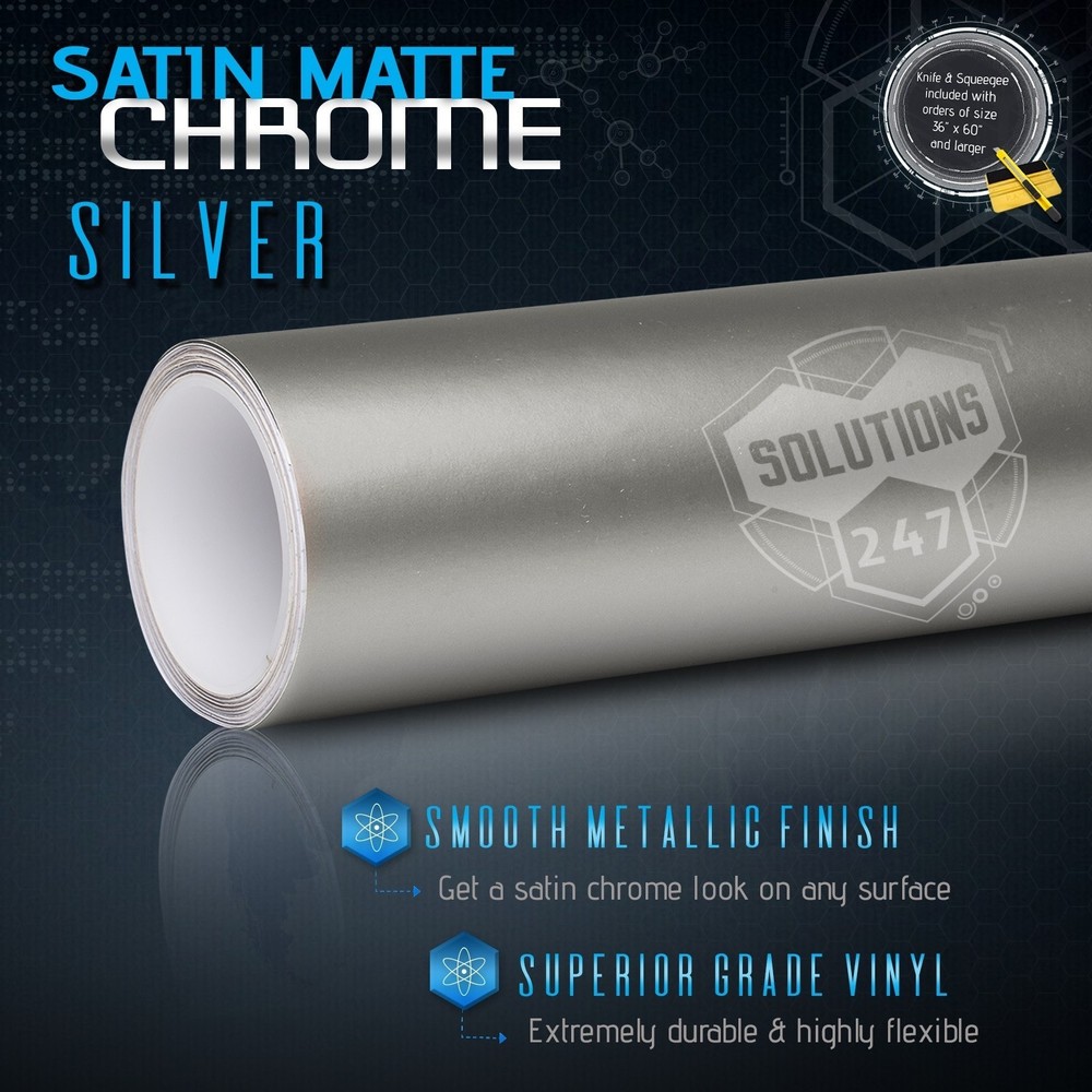 Satin Matte Chrome High Metallic Vinyl Film Wrap Sticker Bubble Free Air SILVER