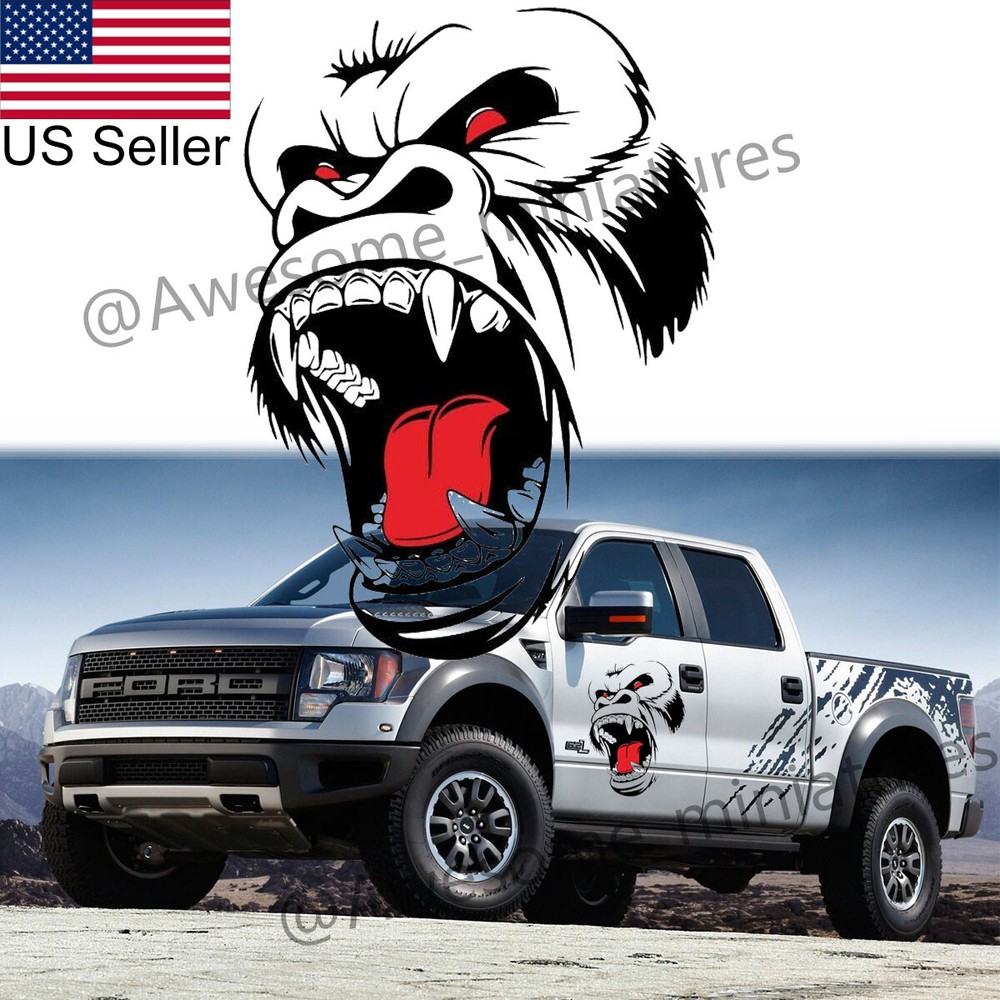 Car Window Hood Side Door Horror Ape Animal Totem Sticker Decal Trim For Truck