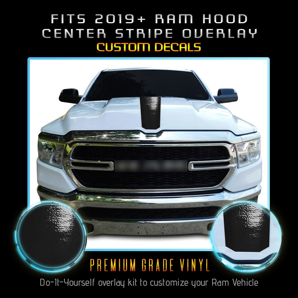 For 2019-2021 Ram 1500 Crew Cab Hood Center Stripe Accent Decal – Glossy Vinyl