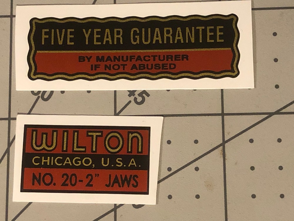 Wilton Vise 20-2 Decals Red Black On Gold For Baby Bullet Set 2