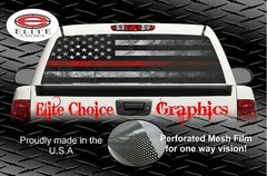 Firefighter Distressed Thin Red Line Rear Window Graphic Decal Sticker Truck Car