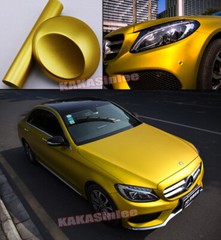 Satin Gold Car SUV Part Vinyl Wrap Matte Chrome Metal Sticker Air Release AXUS