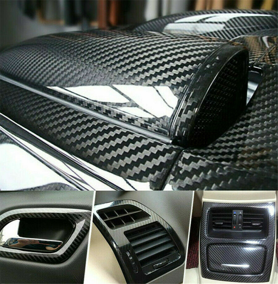 5D Car Interior Wrap Sticker Glossy Carbon Fiber Vinyl Film Car Auto Accessories