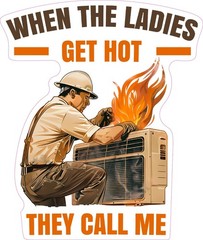 HVAC Ladies Get Hot Call Me Funny Hard Hat Vinyl Bumper Sticker Window Decal