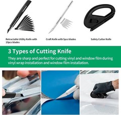 All-in-One Vehicle Vinyl Wrap Squeegee Kit: Magnetic Holder & Replacement Blades