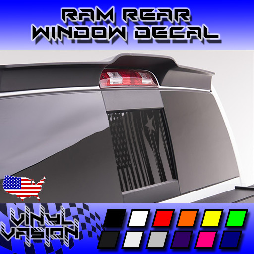Rear Sliding Window Distressed Puerto American Flag Decal For Dodge Ram 2009-18
