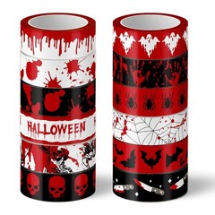 Whaline 12 Rolls Halloween Bloody Washi Tapes Blood Spatter red, black, white