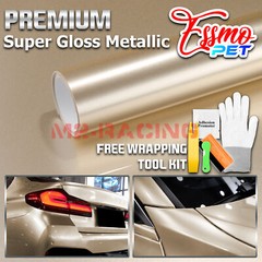 ESSMO PET Super Gloss Metallic Champagne Gold Car Vinyl Wrap Decal Like Paint
