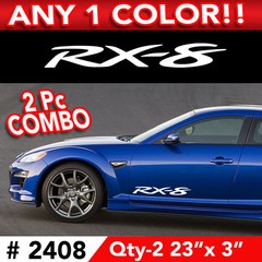 2Pc COMBO MAZDA RX8 SIDE DECAL STICKER 23″w x 3″h Any 1 Color