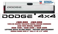 QG-809 & QG-820 1994 1996 1998 2000 2001 2002 DODGE RAM – DODGE & 4X4 DECALS