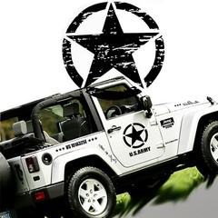20” Army Star Distressed Vinyl Decal Car Hood Side Body Badge For Jeep Wrangler
