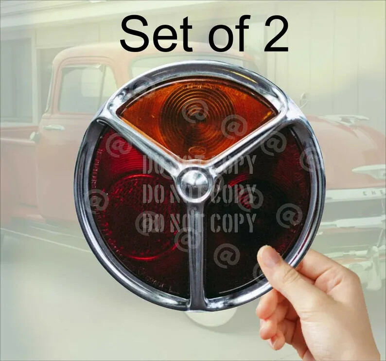 Faux Round Tail Light Chrome Rim Stickers Stock Derby Race & RC Cars set of 2
