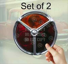 Faux Round Tail Light Chrome Rim Stickers Stock Derby Race & RC Cars set of 2