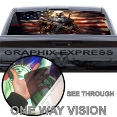 Truck Back Window Graphics American Flag Eagle (P546) See Through Rear Decal