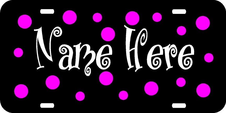 CUSTOM NAME Car Tag with Polka Dots License Plate Curlz Personalized customized