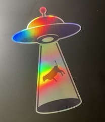 Funny Alien SciFi UFO Space Abduction Believe bigfoot cow conspiracy decal fun