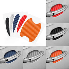 Red Carbon Fiber Car Door Handle Protector Film Anti Scratch Sticker 4PCs Set