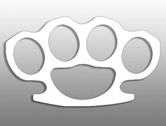 3×5 inch White Vinyl Brass Knuckles Shaped Sticker (fight mma Car Window Decal)